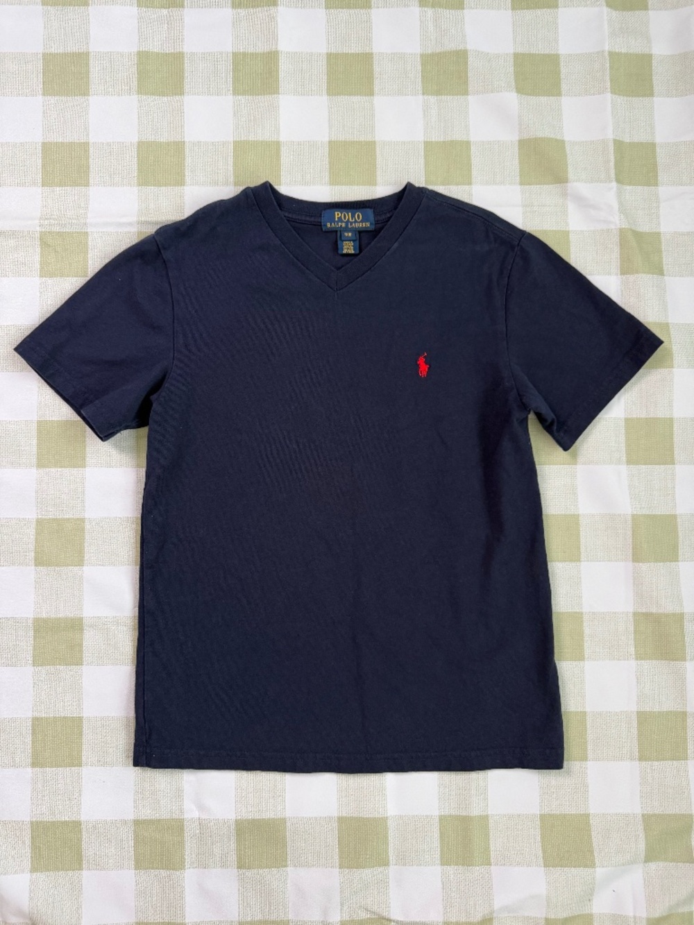 Polo Ralph Lauren Navy Blue Classic V Neck T shirt Boys Size 8
